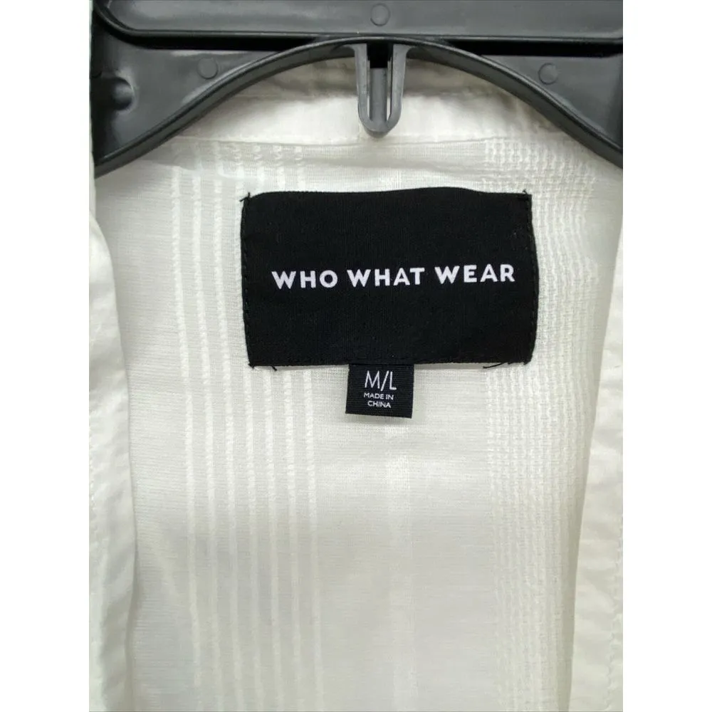 Who What Wear Womens Sz M/L‎ White 100% Cotton Open Front Cardigan Kimono - Image 3