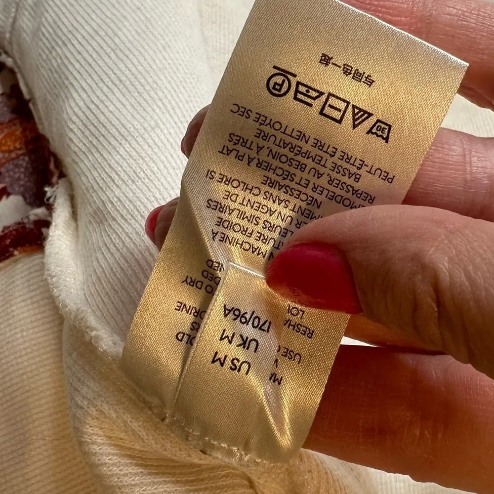 Anthropologie Annette Top Ivory Paisley Long Sleeve Waffle Knit Oversized Sz Med - Image 10