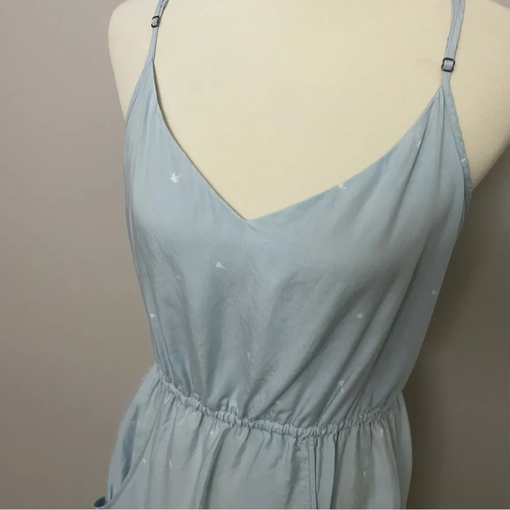 Patagonia Dress Halter Sweetheart Neckline Birds Botanical Geometric Baby Blue - Image 5