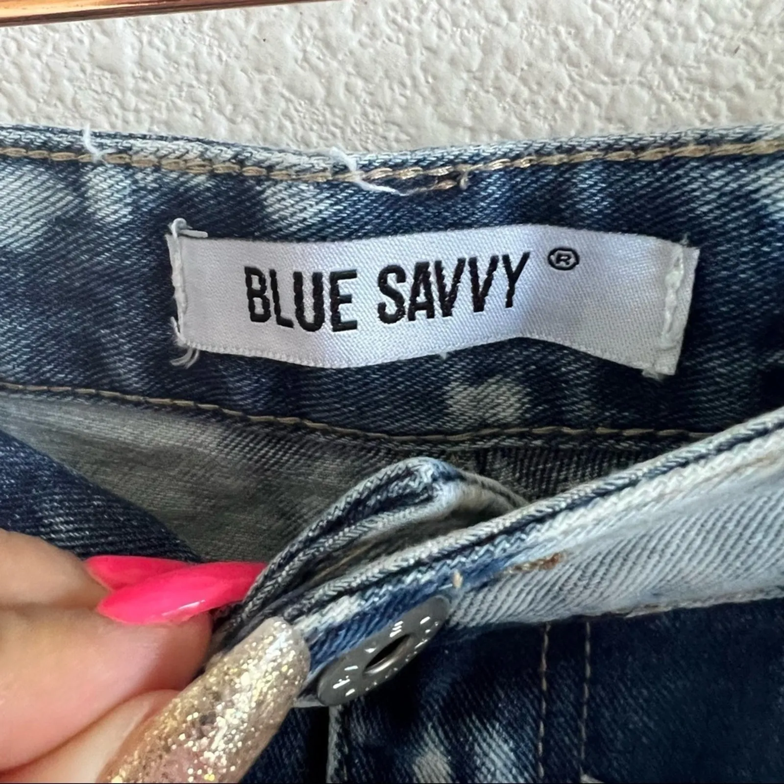 NWT Blue Savvy Acid Bleach Wash Denim Jean 100% Cotton Shorts 9 / 29 - Image 10