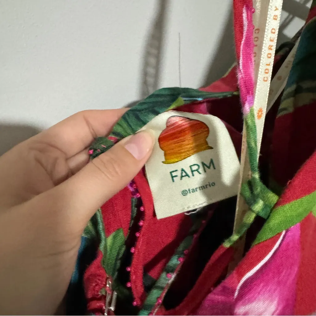 FARM Rio Red Dream Garden Lenzing Ecovero Euroflax Maxi Dress Red Sizd Small - Image 8