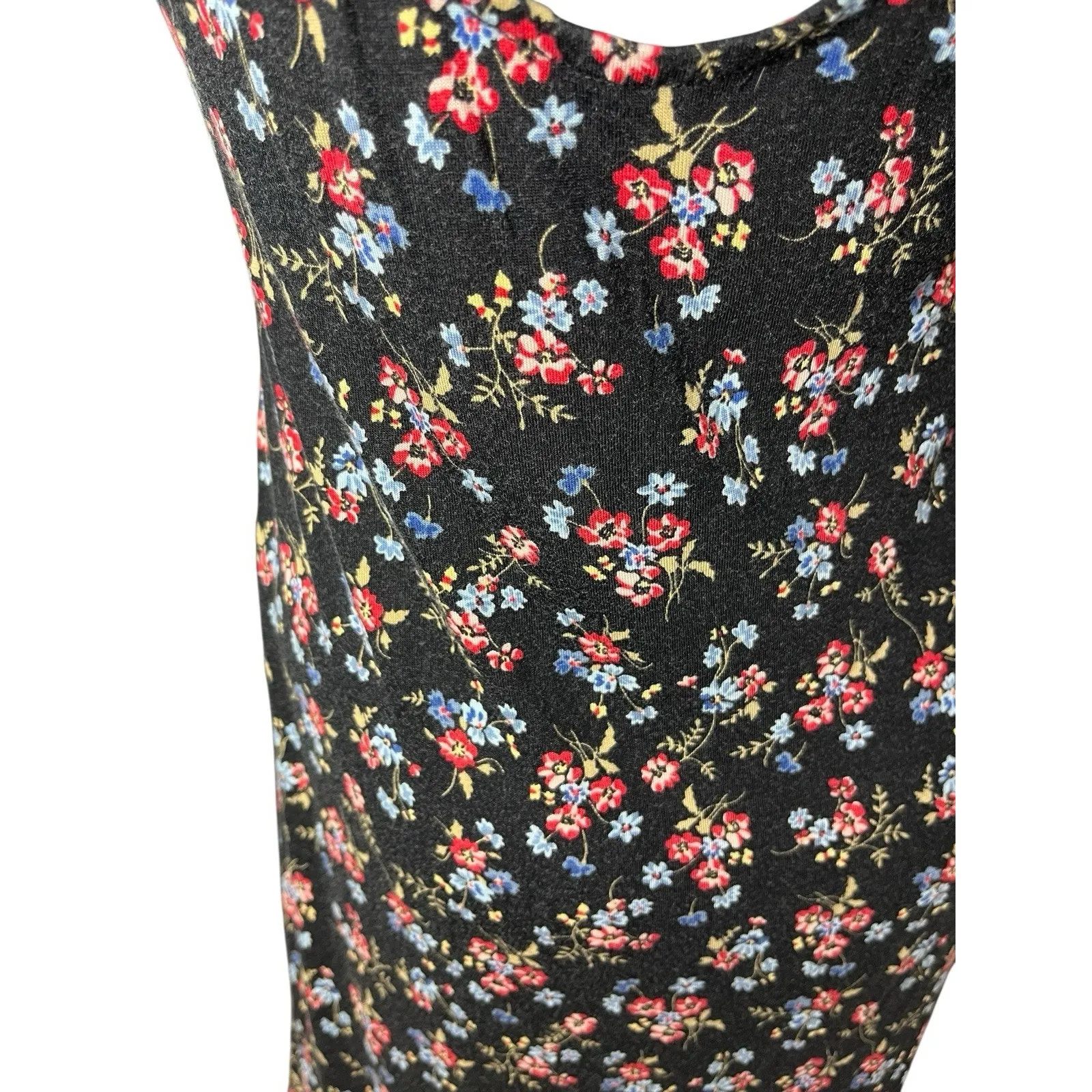 Vtg Floral Flowy Dress Asymmetric Fairycore Large Ethereal Romantic Y2K Rayon - Image 9