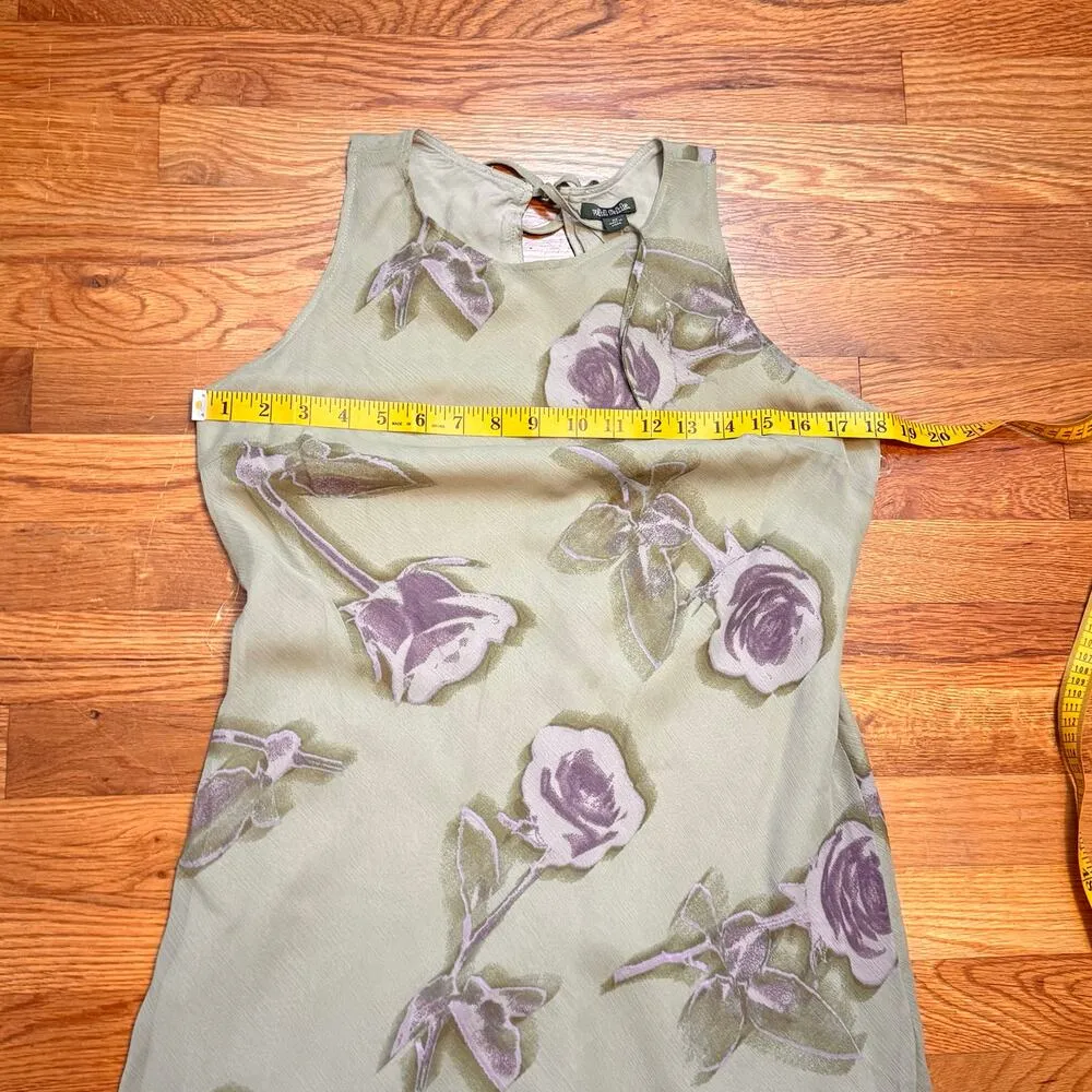 Wild Fable Womens XS Green Purple Floral Chiffon Dress Cottagecore Romantic Cute - Image 4