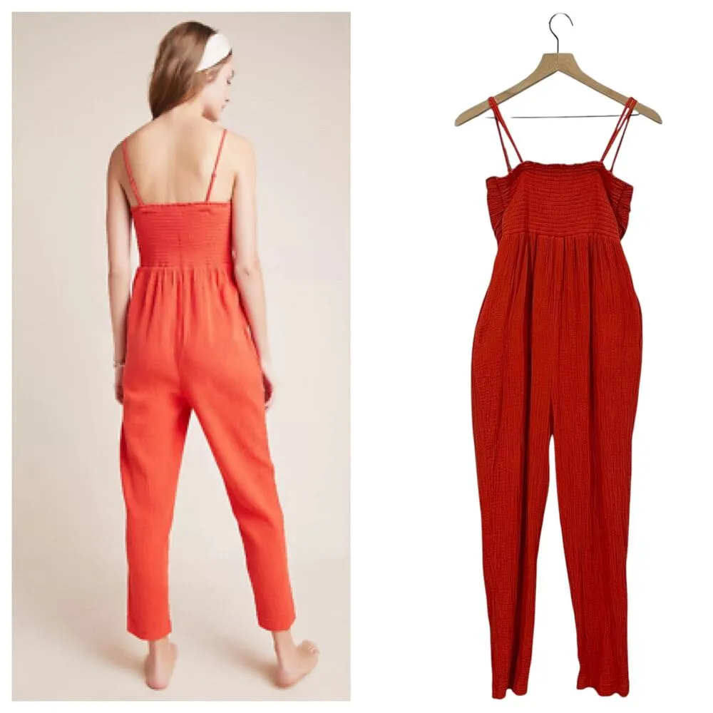 Anthropologie Saturday Sunday Isabel Tie Front Jumpsuit - Red - XS - Image 3