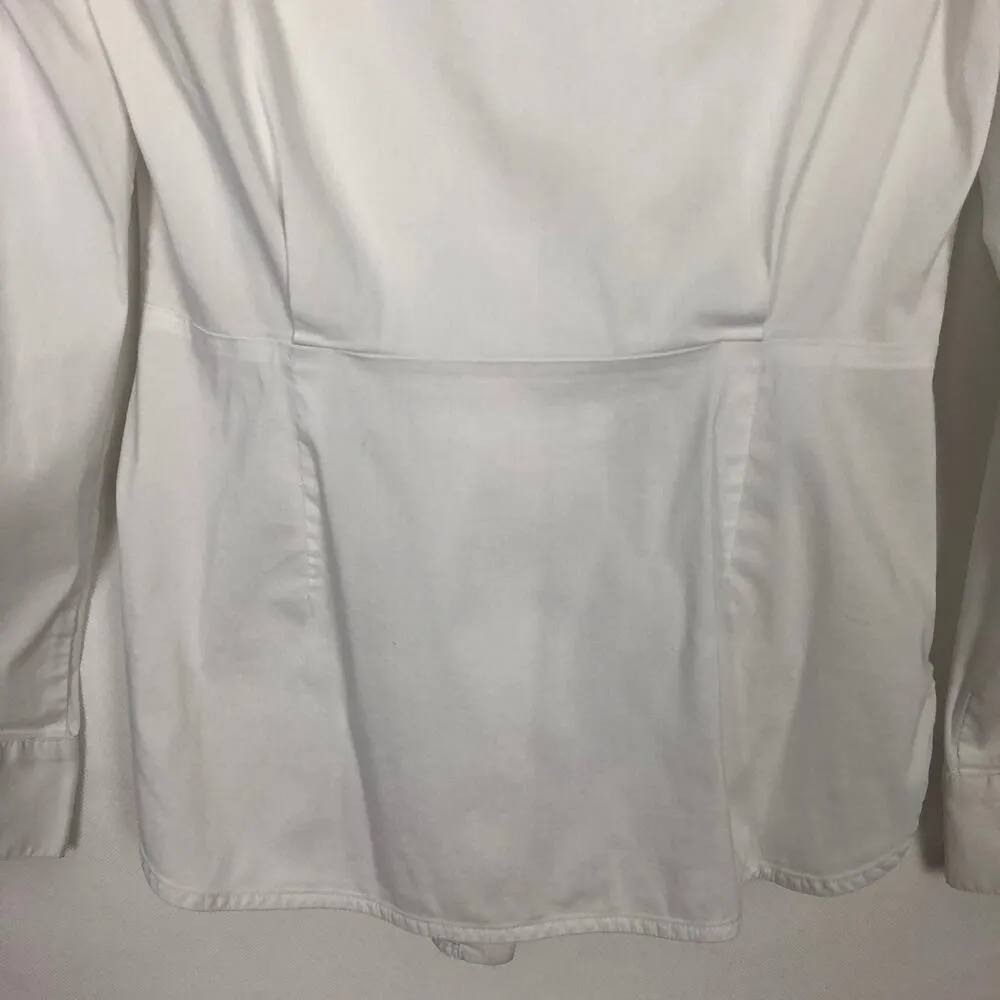 Bailey 44 Button Down Tie Front White Shirt Small Old Money Quiet Luxury Elegant - Image 10