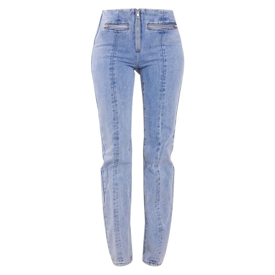 Pretty Little Thing Blue Wash 16 UK Tall Straight New Vintage Look Jeans - Image 4