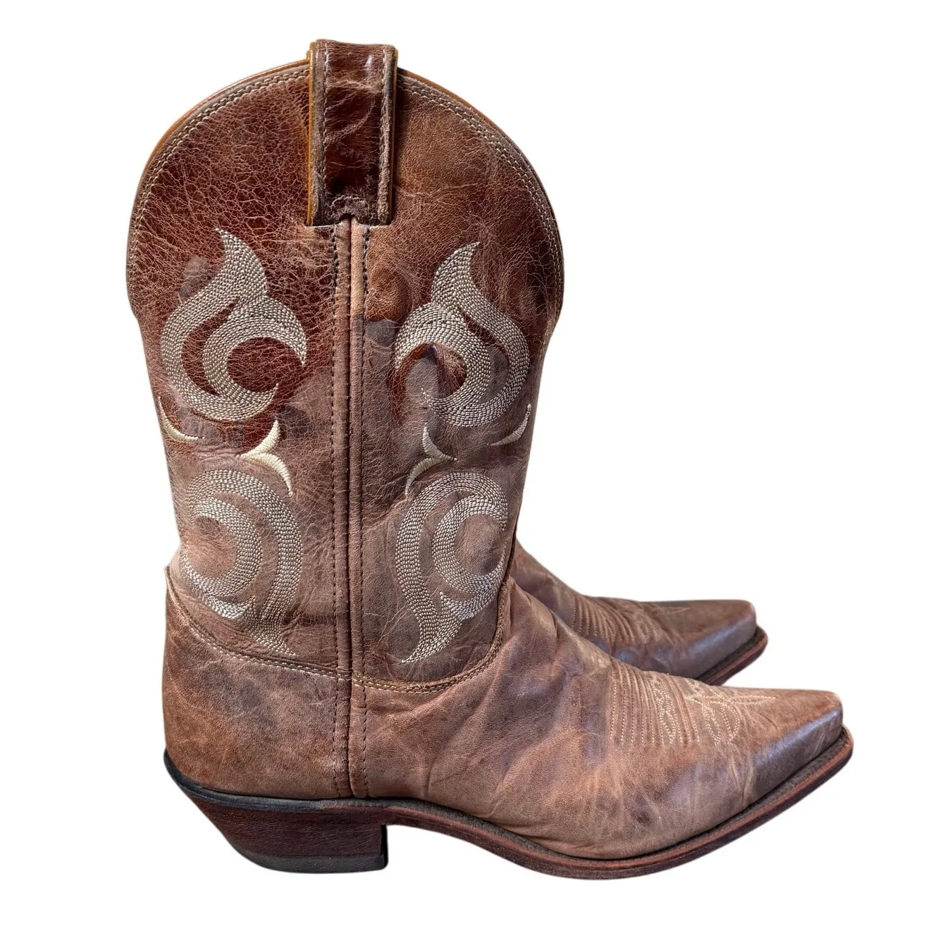 Justin 11” Bent Rail Western Boots, Puma Tan SZ 11 Western Cowgirl Ranch Patina - Image 2
