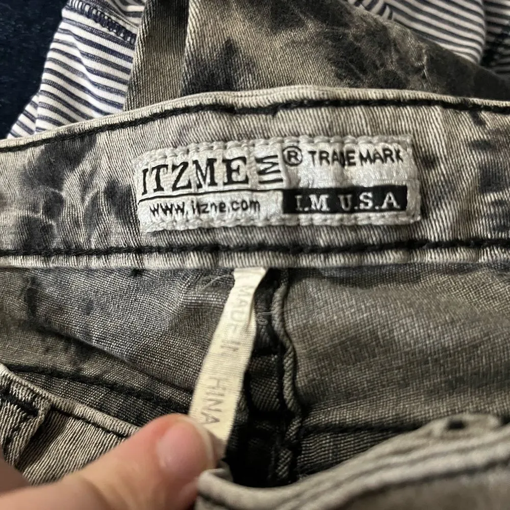 Itz Me Tie Dye Black and White Junior Jeans Size 11 - Image 5