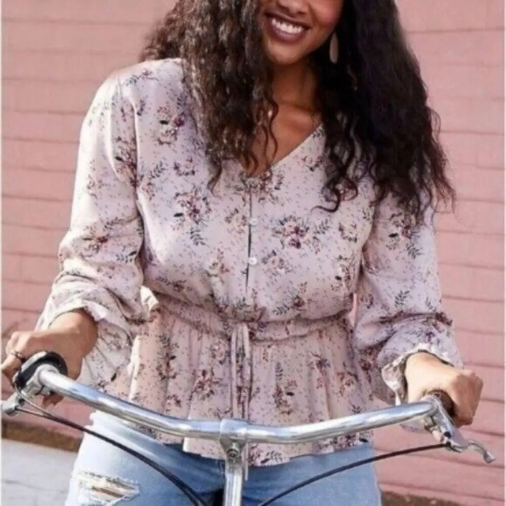 Maurices Floral Boho Peasant Top Long Sleeve 2X - Image 2