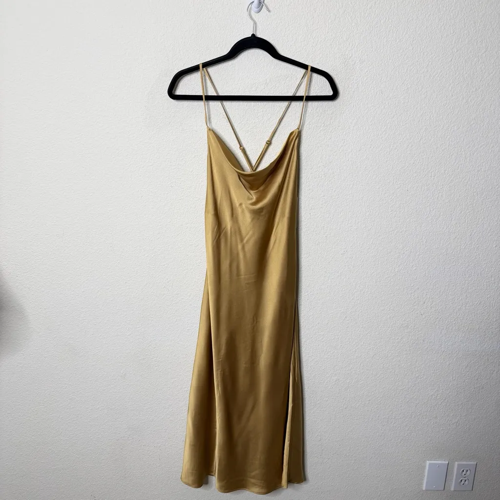 NWT Show Me Your Mumu Verona Cowl Dress True Gold Womens Size S - Image 3