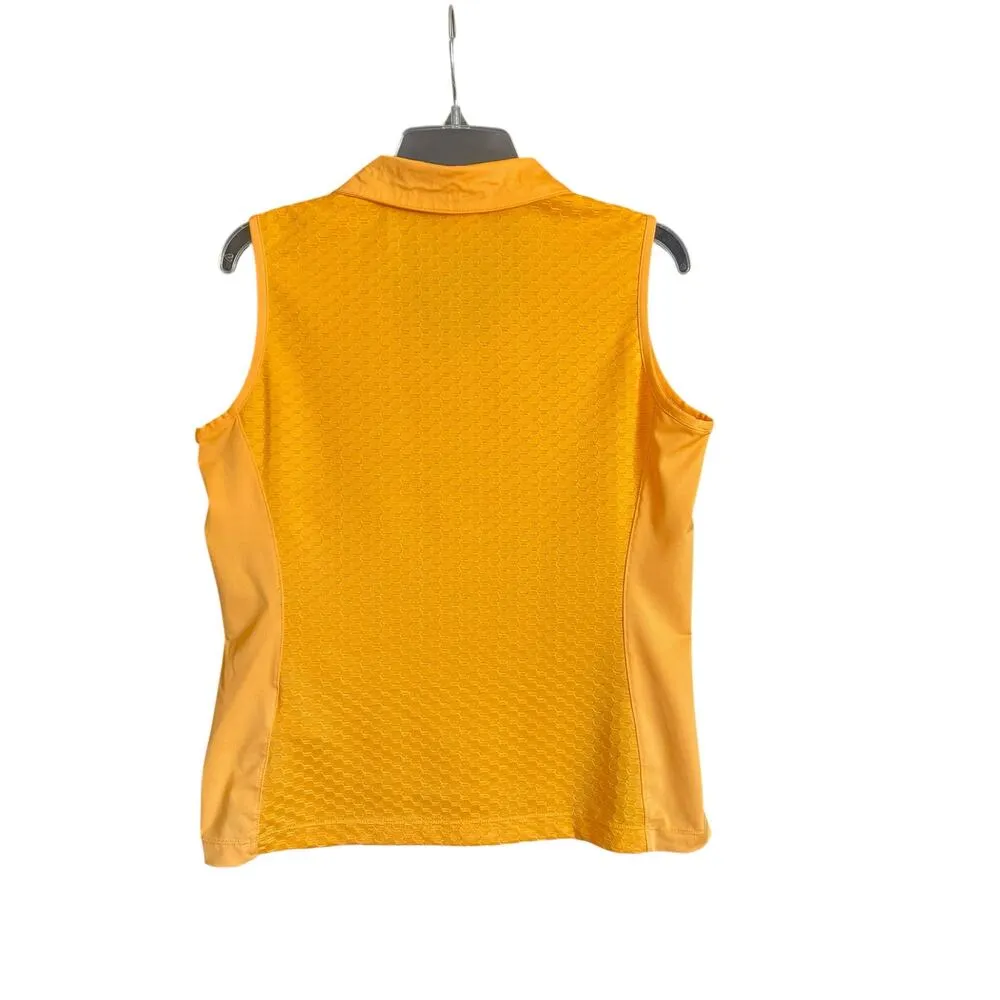 Bright Orange Nike Golf Dri-fit Waffle Texture Sleeveless Polo Size Large - Image 4