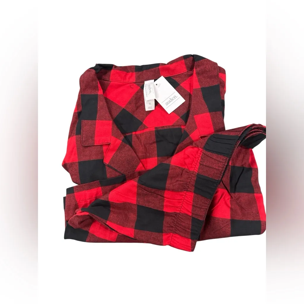 New Auden Women's Buffalo Check Flannel Long
Sleeve Top Shorts Pajamas Red Size 3X - Image 2