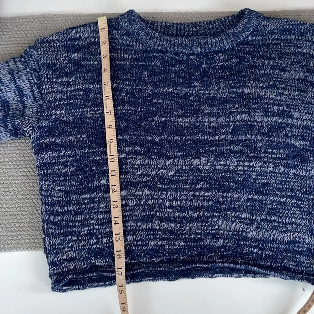 Poof Navy Spacedye Cropped Crewneck Sweater Size Small - Image 8