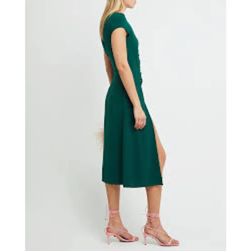 O.p.t Quinn Forrest Green Old Money Vintage Inspired Midi Dress Small - Image 7