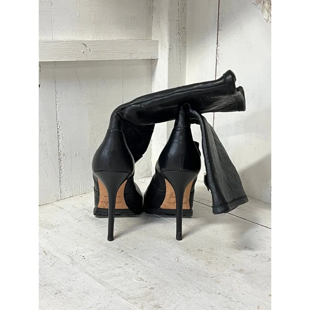 Jimmy Choo Galen Leather Mid-Calf Stiletto Motorcycle Boots Black Womens 40 / 9 - Image 6