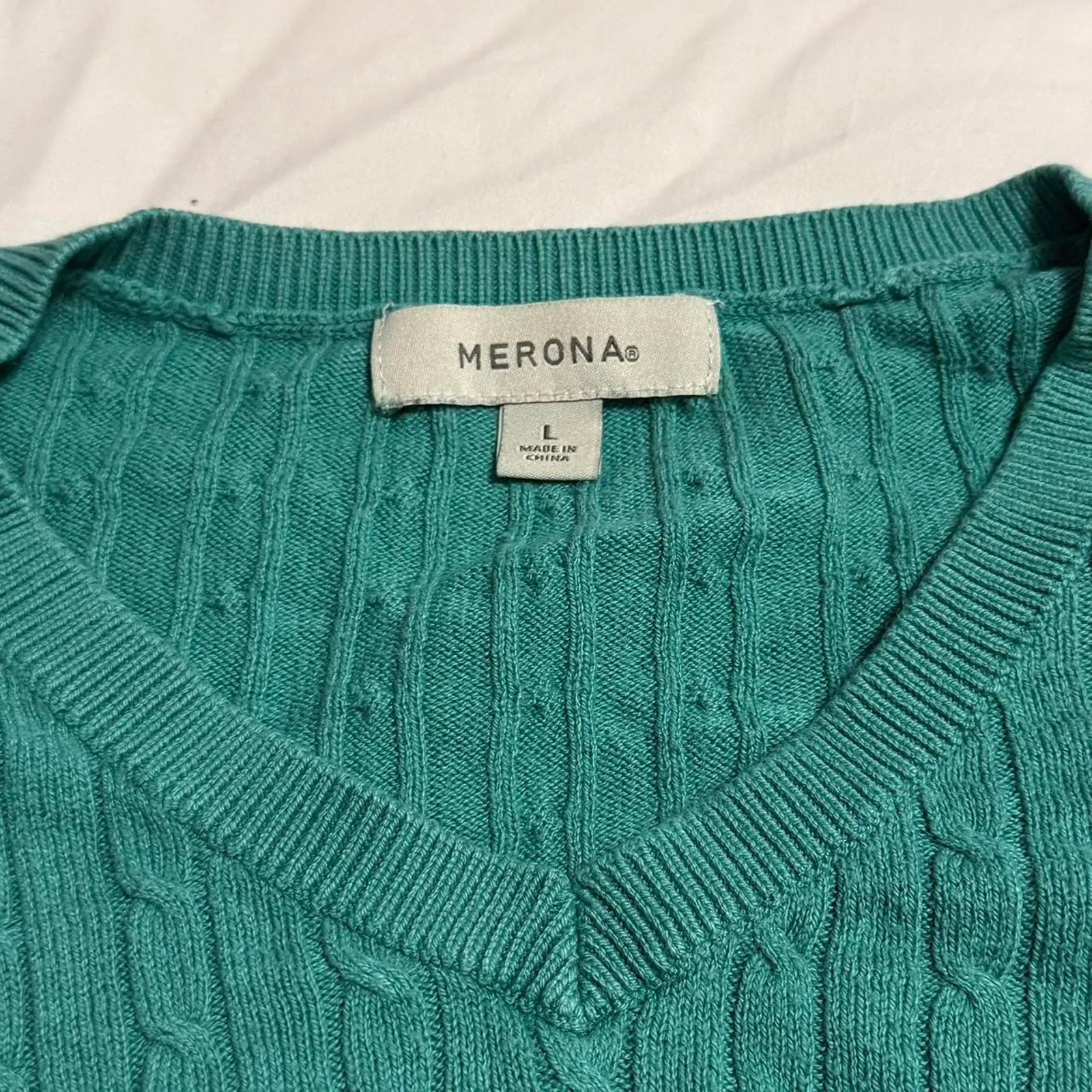 Teal Cable Knit Sweater - Image 2