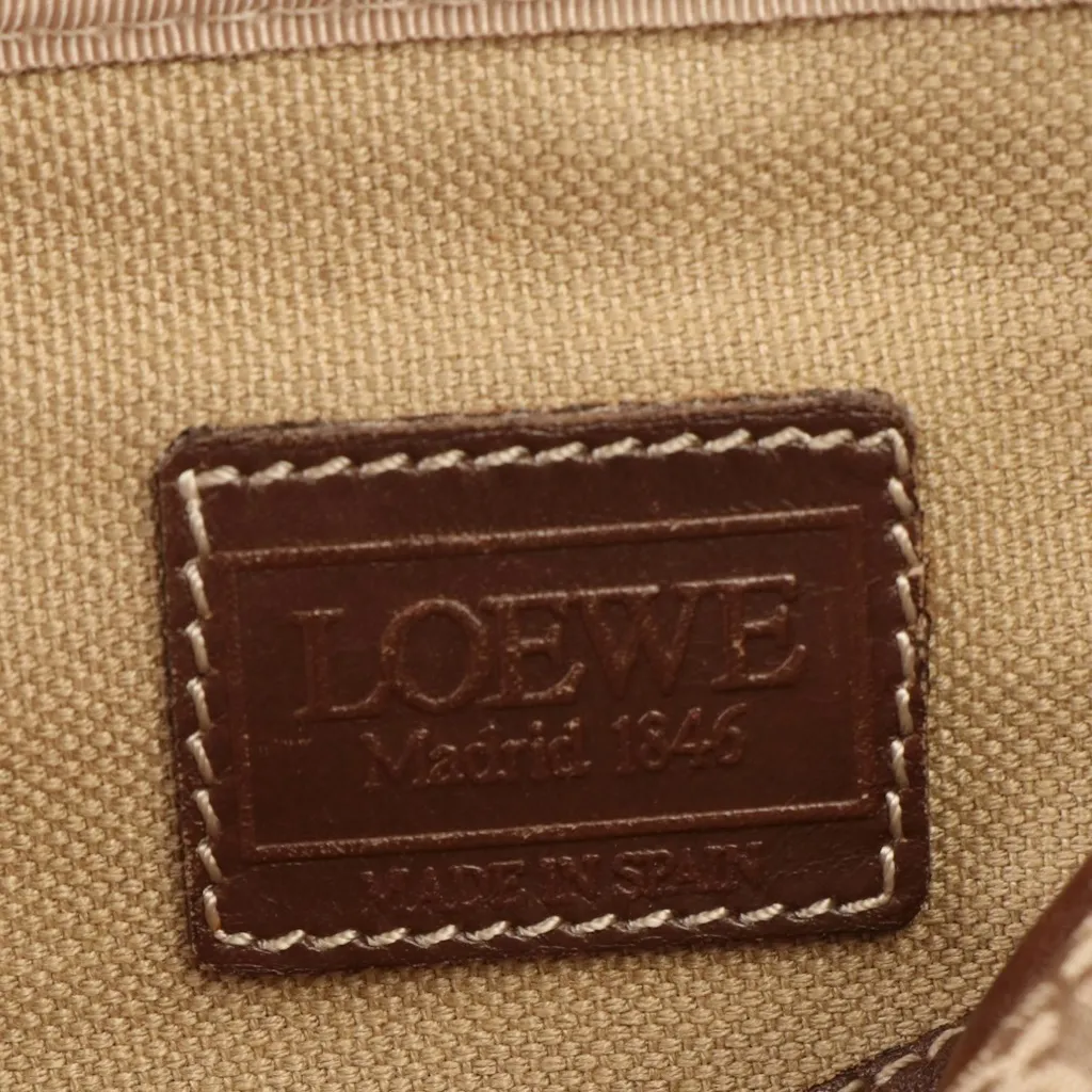 VINTAGE LOEWE BROWN LOGO CANVAS WITH LEATHER TRIM CROSSBODY BAG - Image 8
