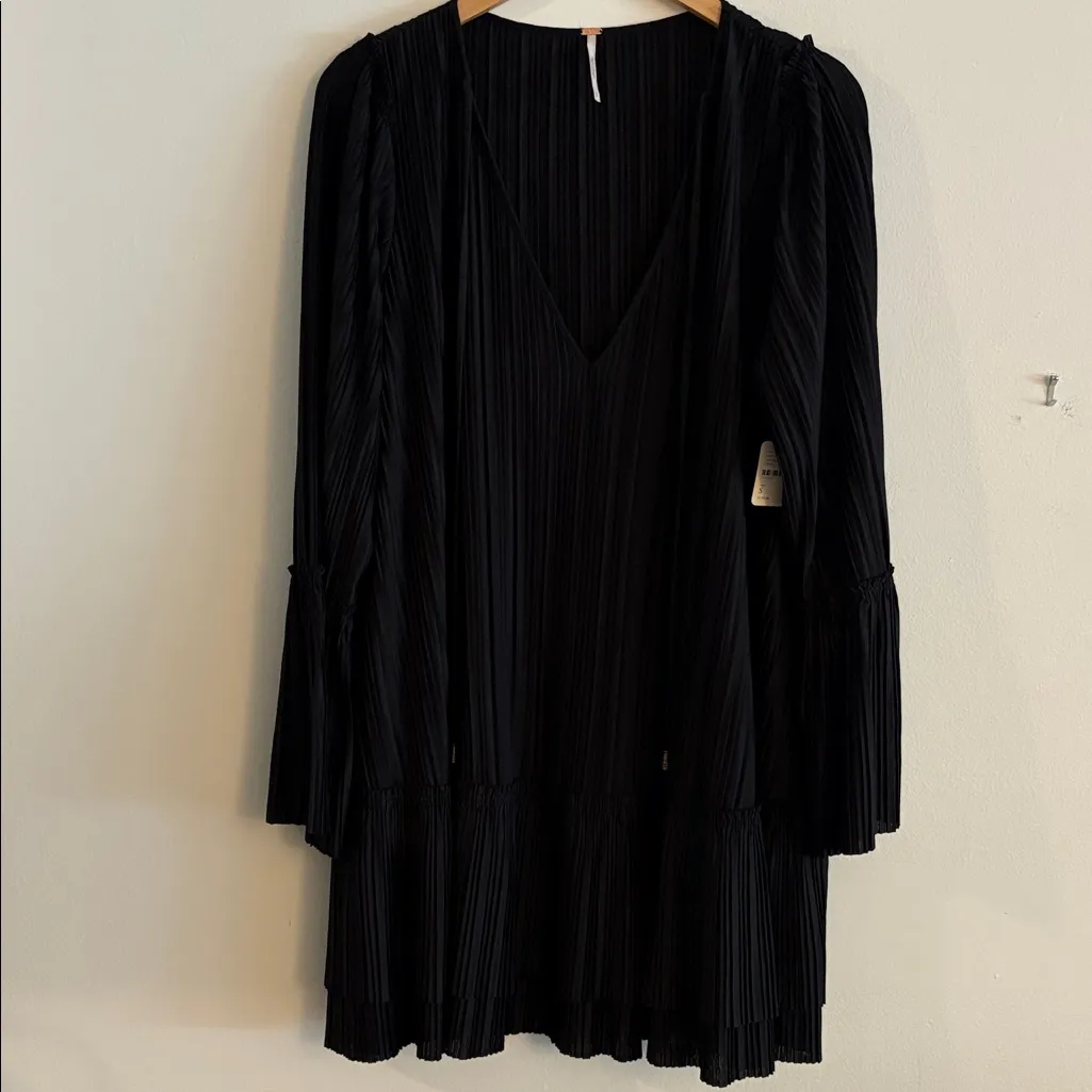 New Free People Can't Help It Long Sleeve Mini Dress Small Black OB998026 - Image 4
