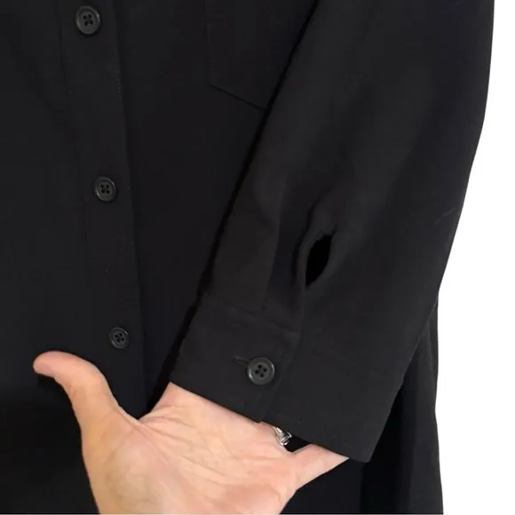 Lauren Ralph Lauren Wool Notched‎ Collar Cuffed Sleeve Midi Shirt Dress Black 12 - Image 5