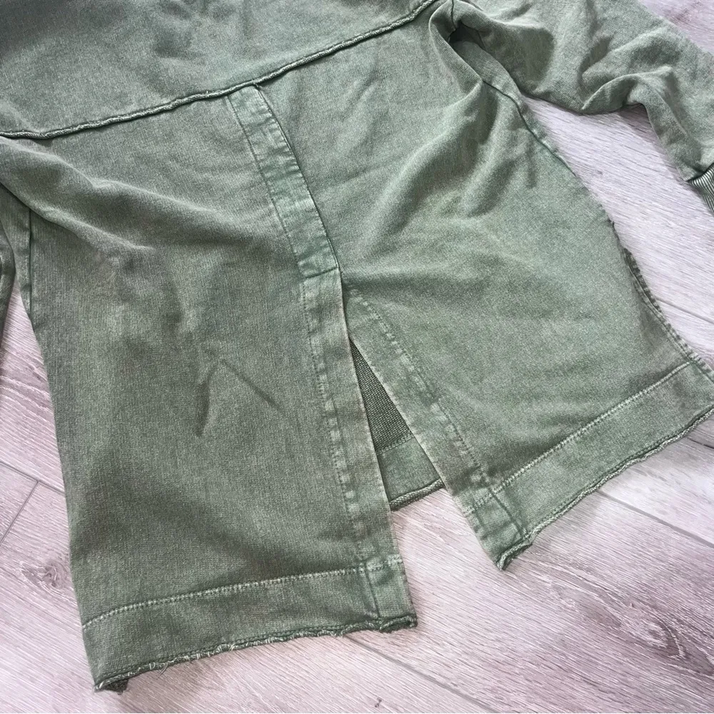 Anthropologie Pilcro Split-Hem Tunic Top Sweatshirt Spliced Neck Green MP - Image 8