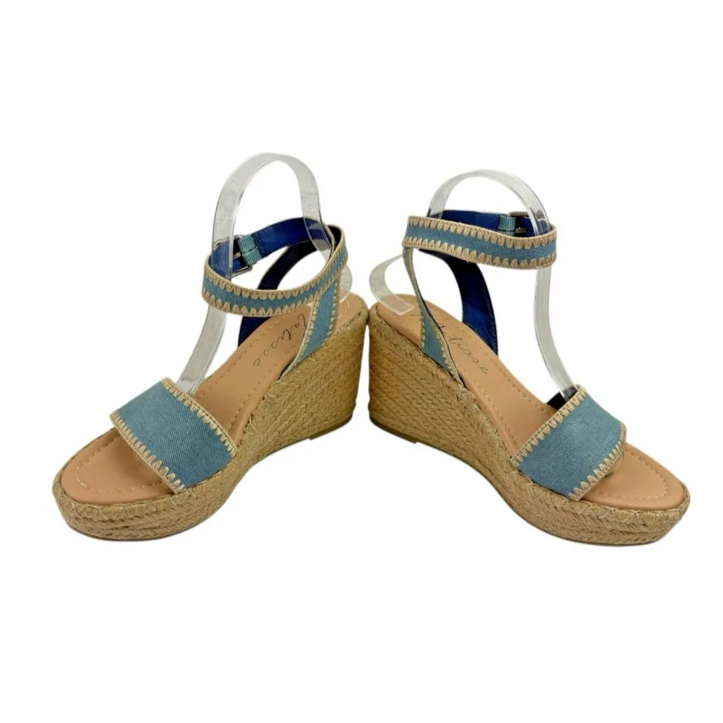 *Matisse Espadrille Wedge Sandals Womens 8 Blue Denim Ankle Boho Festival Summer - Image 8