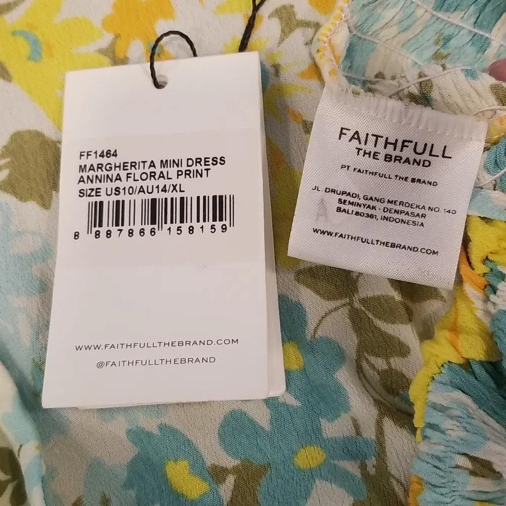 💕FAITHFULL THE BRAND💕 Margherita Shirred Crepe Mini Dress Annina Floral 10 NWT - Image 17