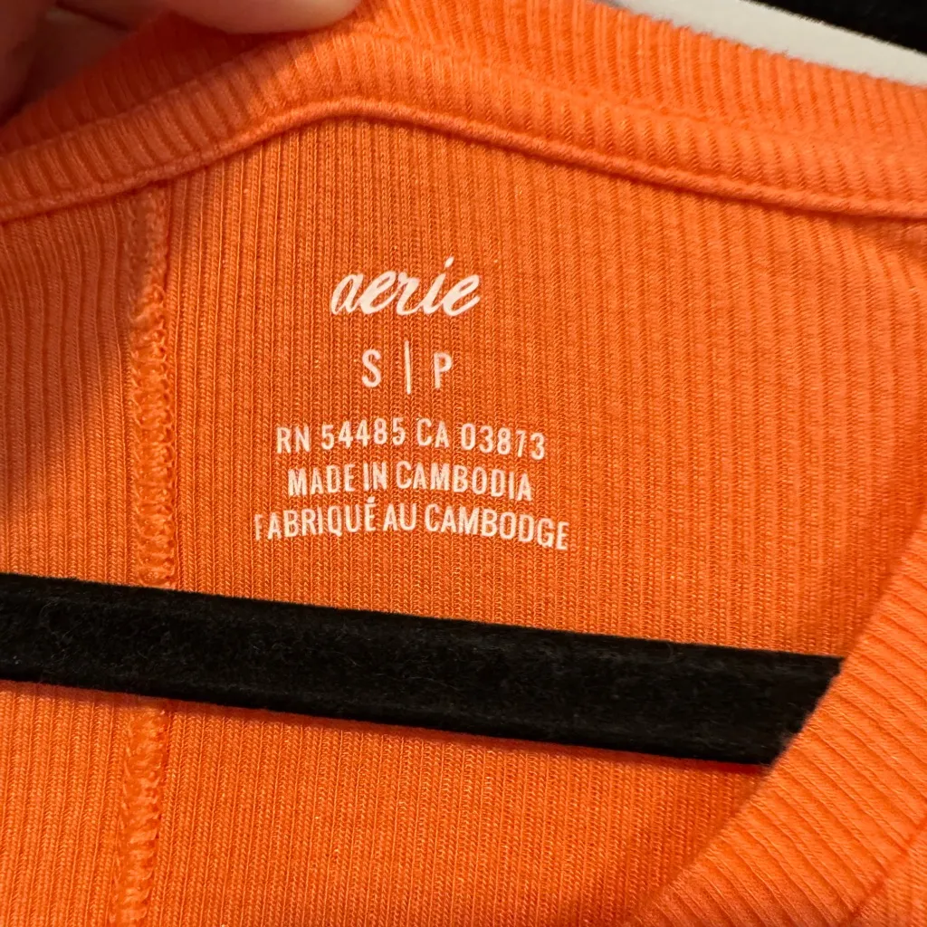 Orange Aerie Long Sleeve Ribbed Top - Image 3