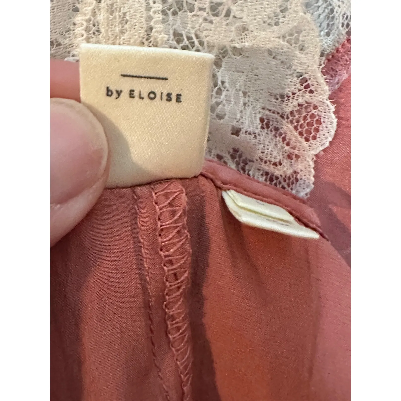 E By Eloise Silk Lace Trim Racerback Cami Top Rose Pink Size L Fairycore Boho Size L - Image 5