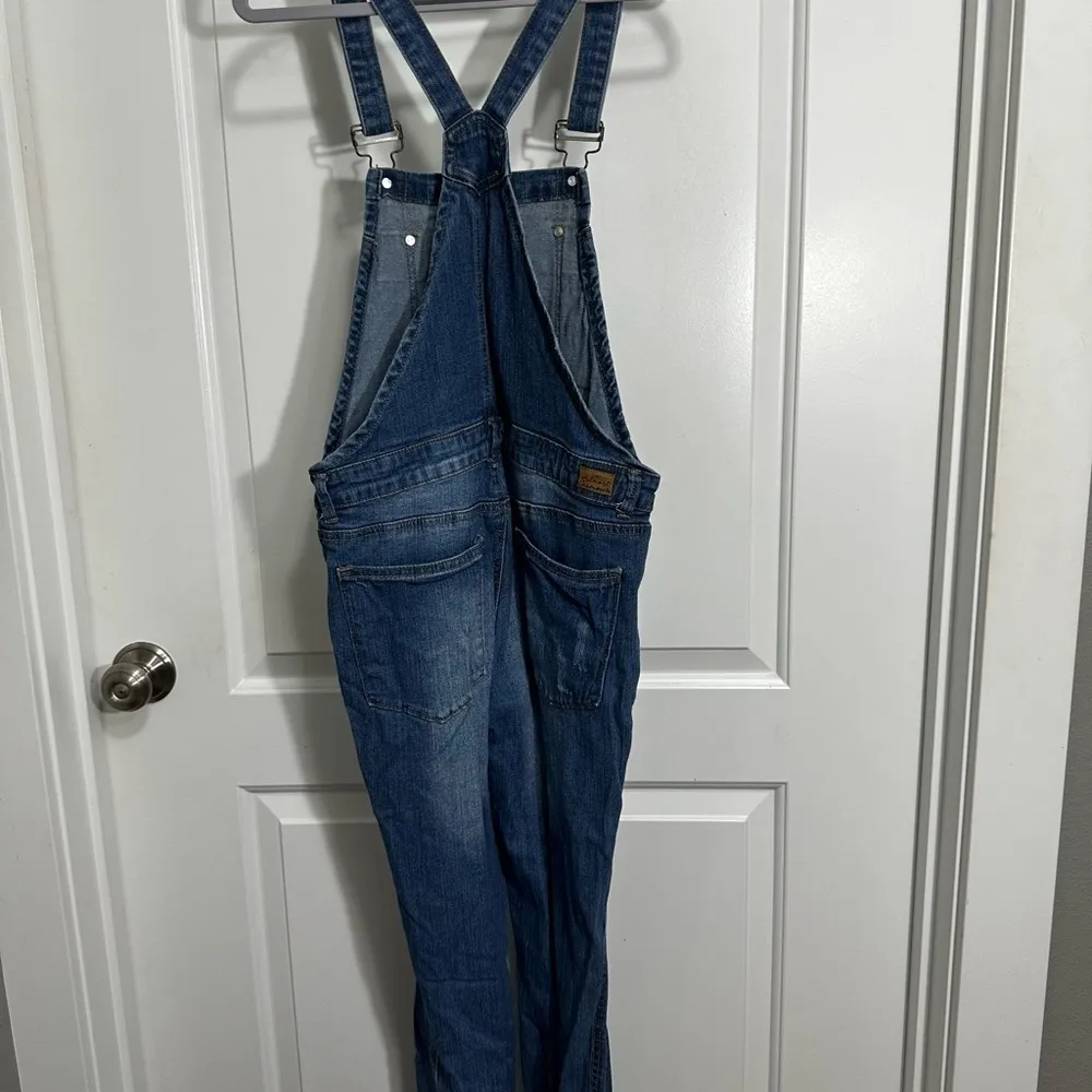 Almost Famous Distressed Denim Overalls Size 5 - Image 2