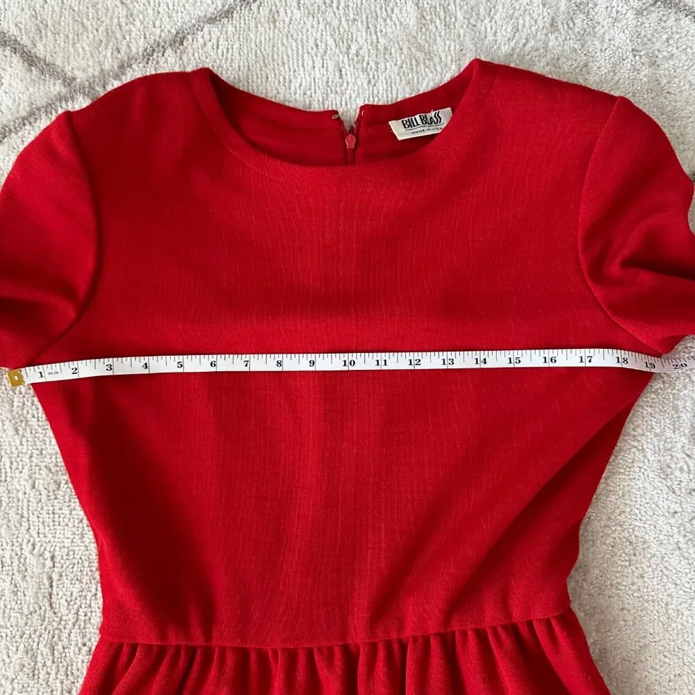 Vintage Bill Blass Bright Red Long Sleeve Dress Sz 10 - Image 3