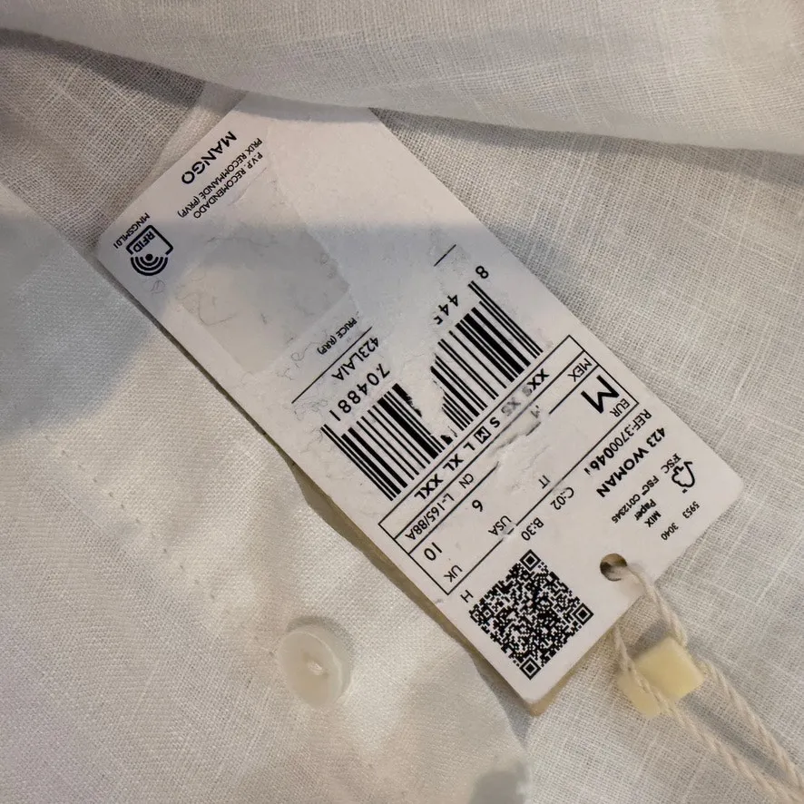 MNG medium Laia linen cap sleeve belted shirt midi dress D1 3066 White - Image 13