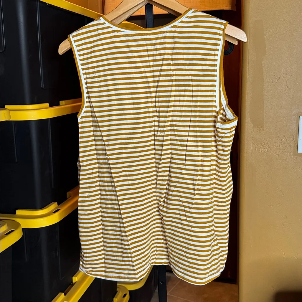 NWOT Garnet Hill Weekender V-Neck Pumpkin Orange & Cream Stripe Tank Top Size XL - Image 7