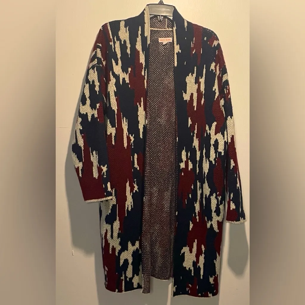 Knox Rose- Aztec Print Long Sleeve Jacquard Knit Open-Front Cardigan- Size M - Image 3