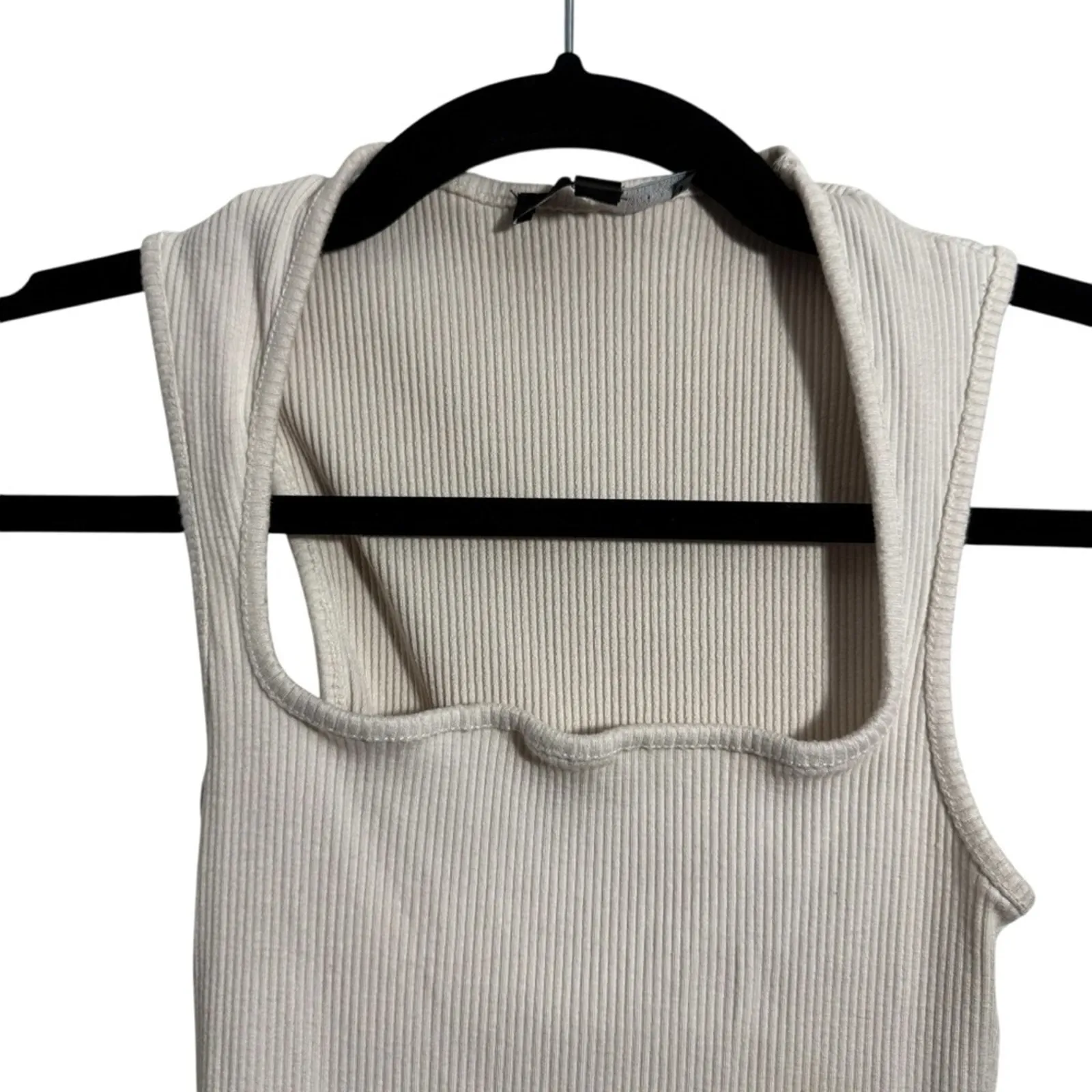 Lulus Sweet Crush Ivory Ribbed Square Neck Bodysuit - Image 6