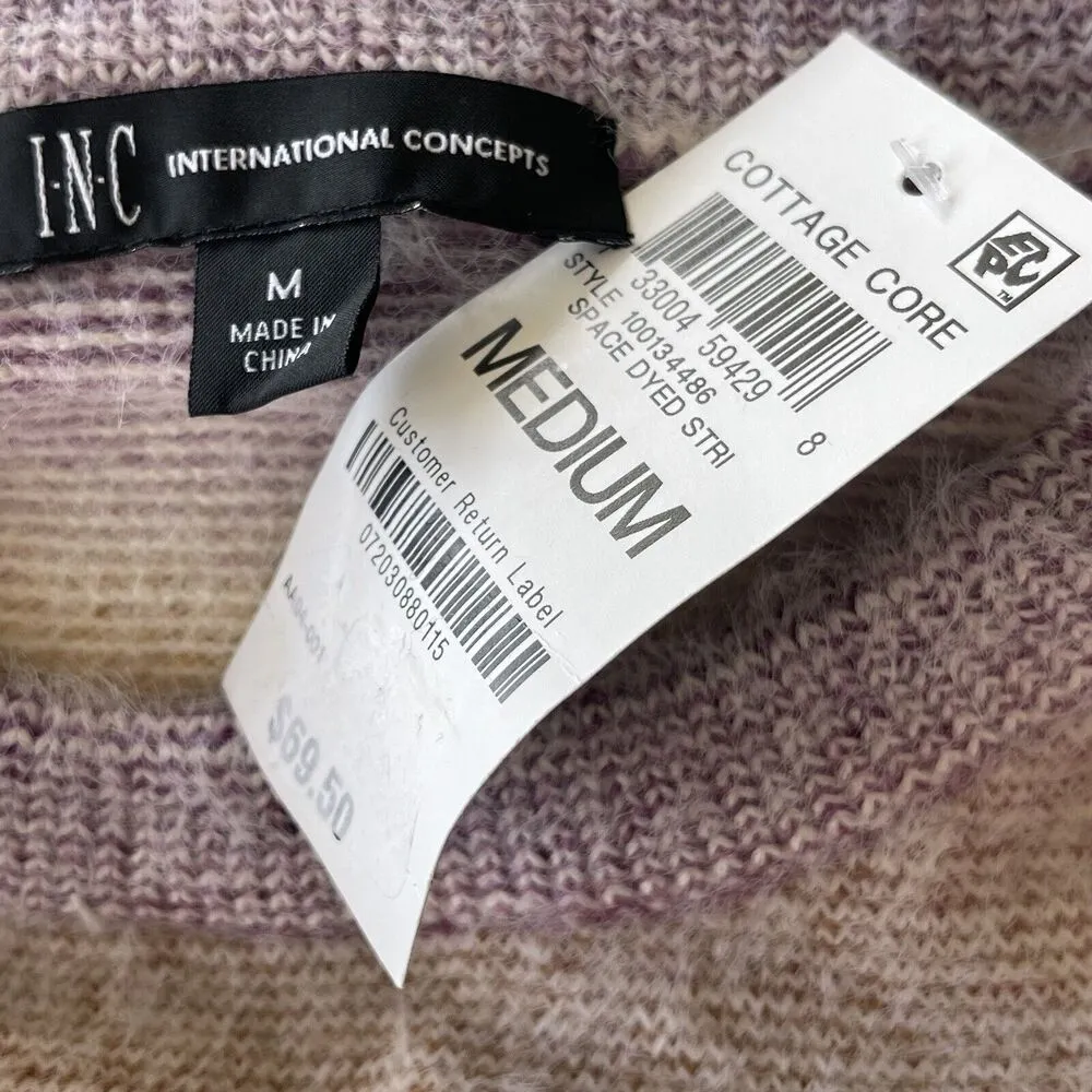 INC International Concept Medium Eyelash Sweater Balloon Sleeve Ombre Round Neck Purple - Image 7
