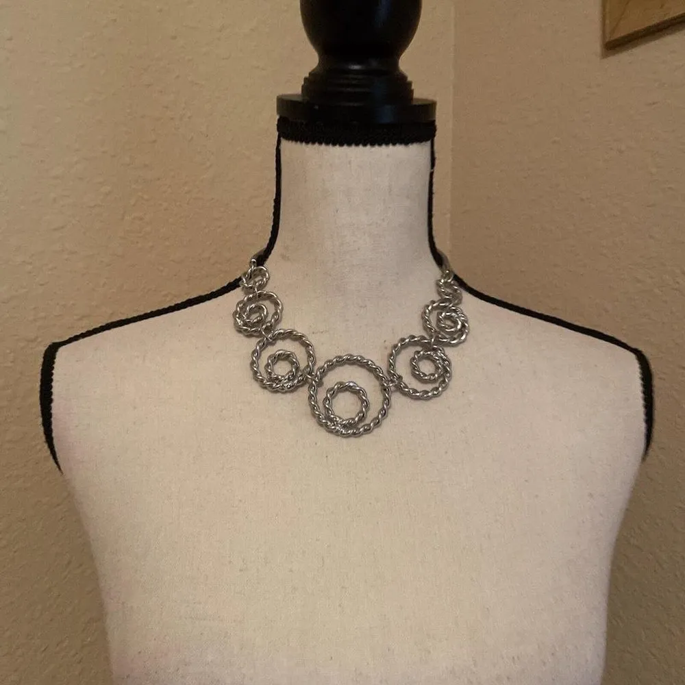 Signed NY - New York & Company Silver Tone Costume Necklace Adjustable Length - Image 4