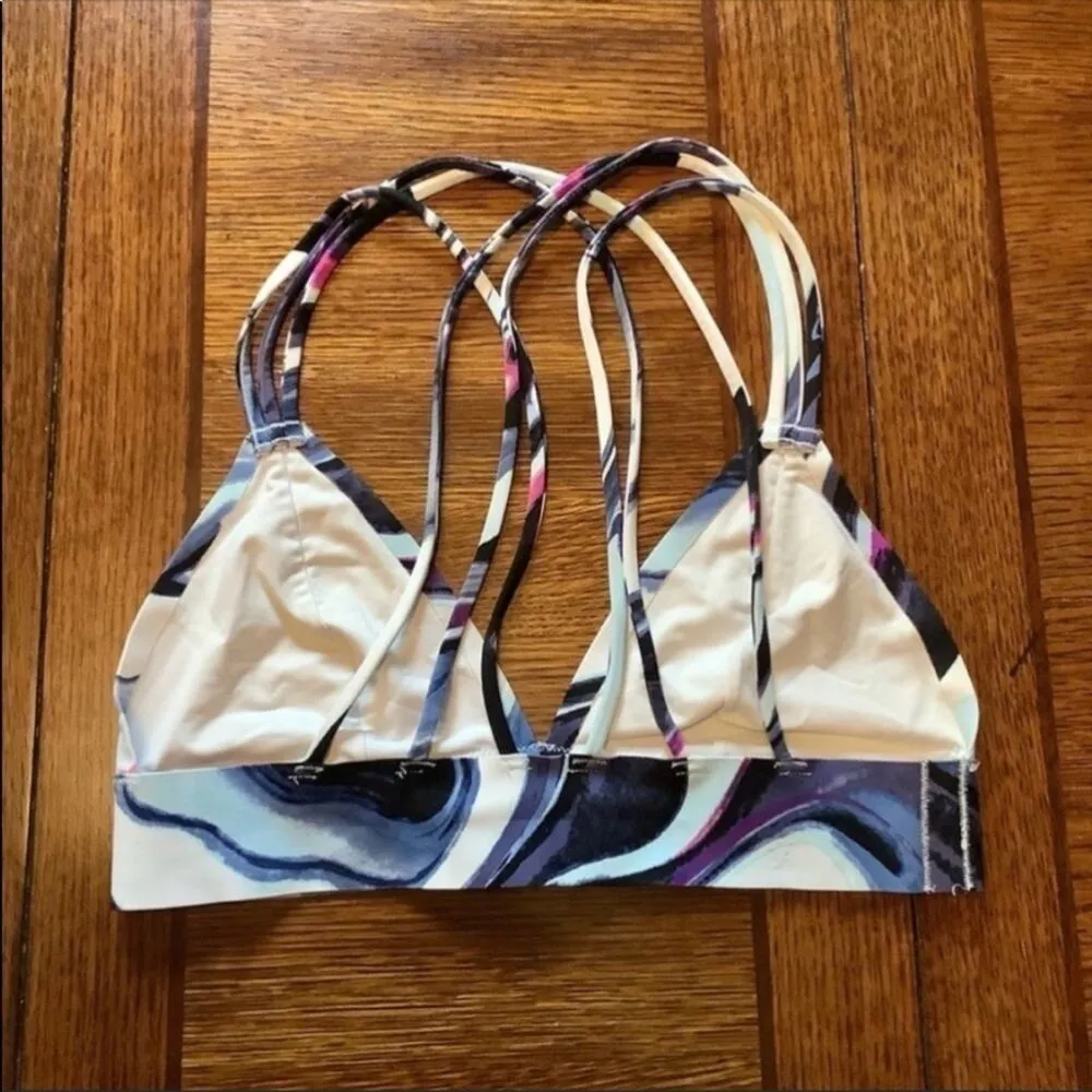 VS Victoria's Secret Pink Banded Strappy Bralette Size XS Marble Blue White - Image 12