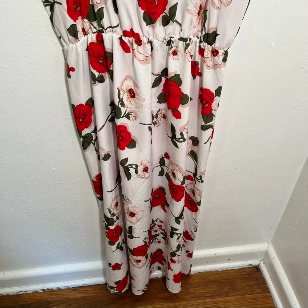 Floral Print Cami Sundress White Red Floral L Size L - Image 7