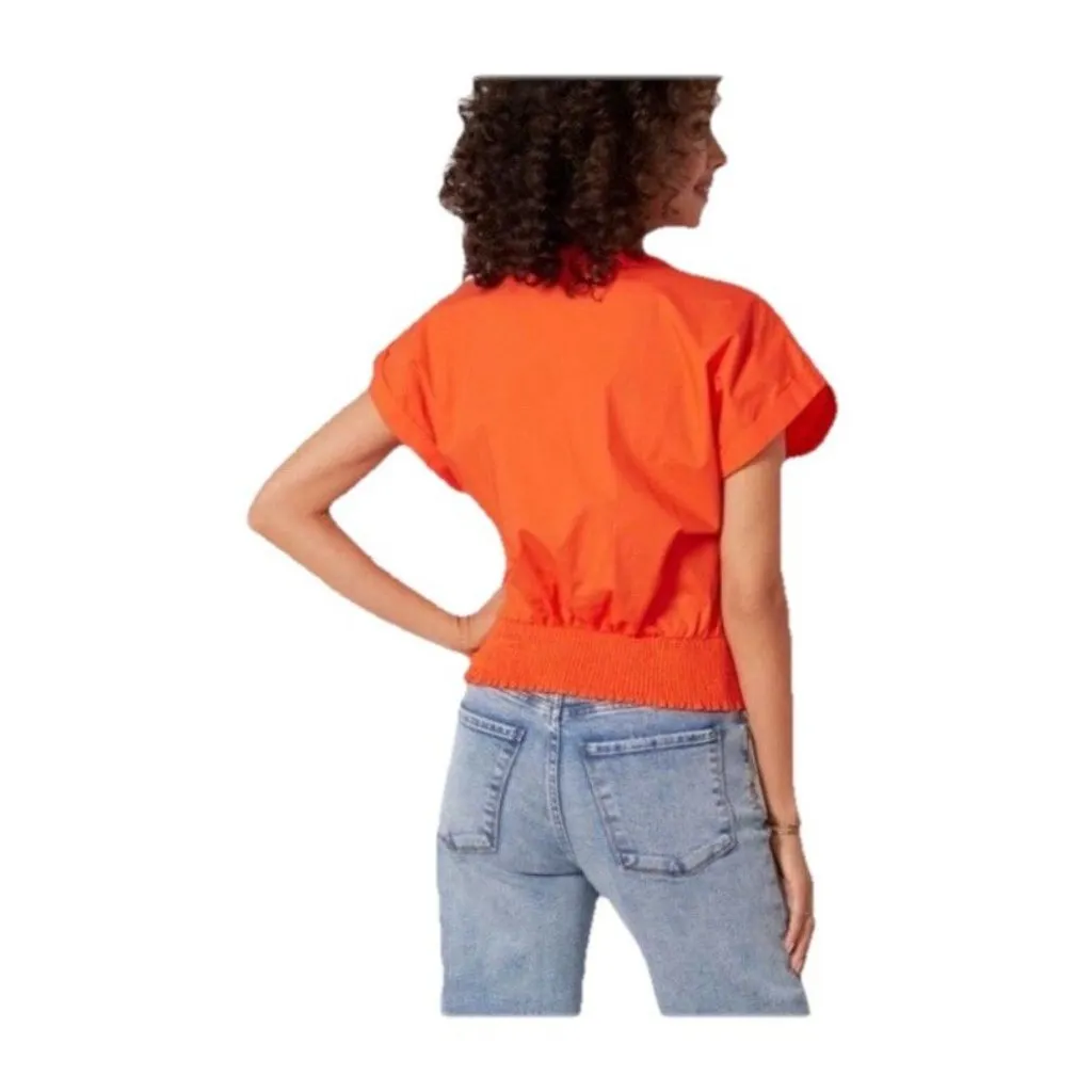 EVEREVE Women’s Orange‎ Sleeveless Sadie Twist Poplin Top Size M Preppy Classic - Image 2