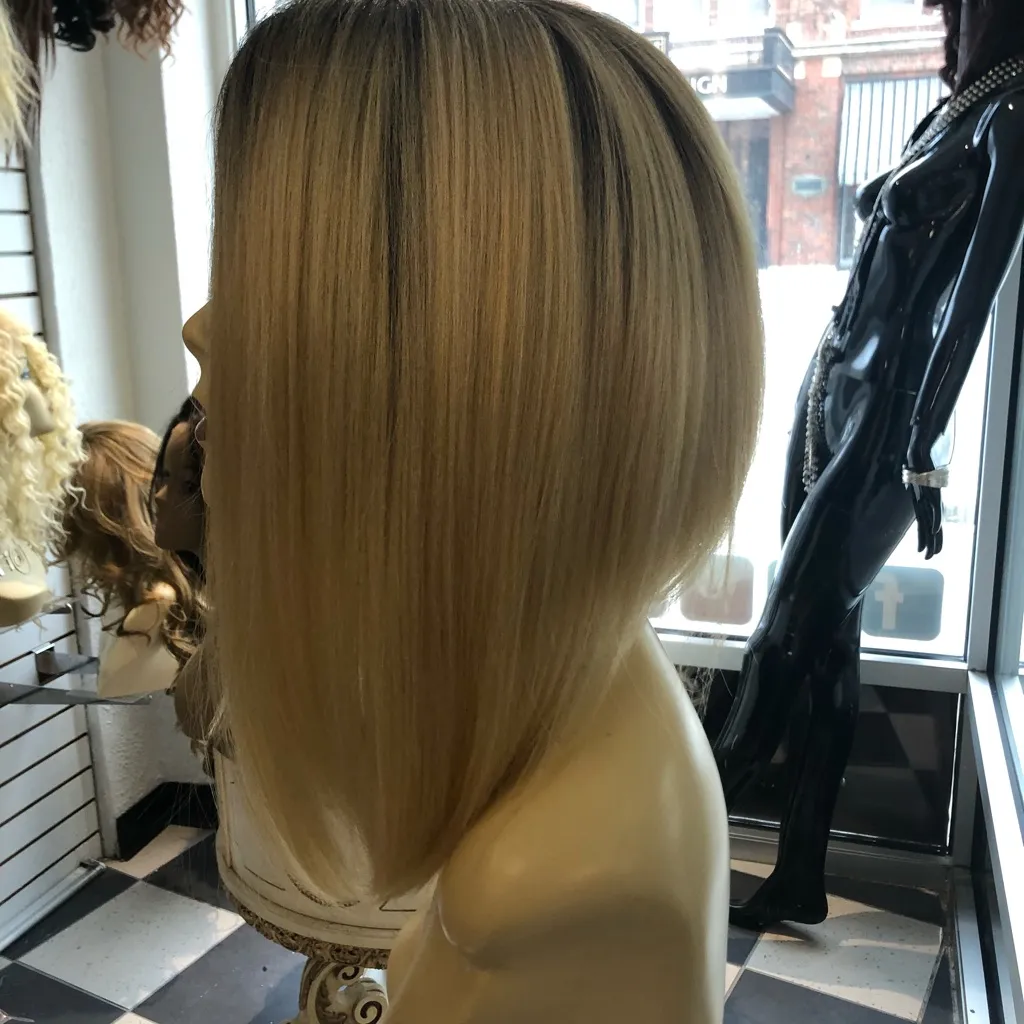 Wig blonde black asymmetrical bob 2019 lacefront - Image 4