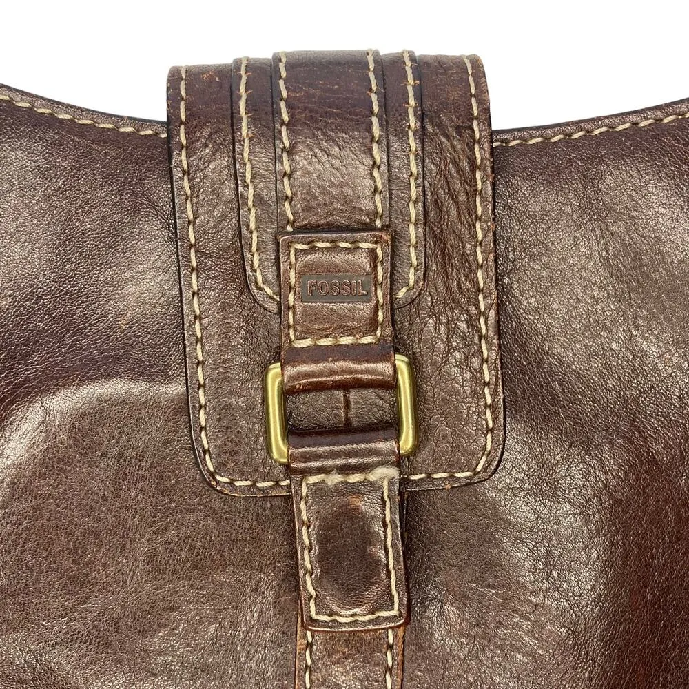 Fossil  Brown Leather Shoulder Bag - Image 3