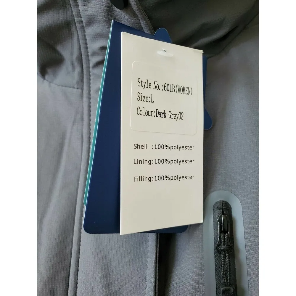 DLGJPA Women's Solid Gray Polyester Long Sleeve Full Zip Casual Jacket Size L Size L - Image 3