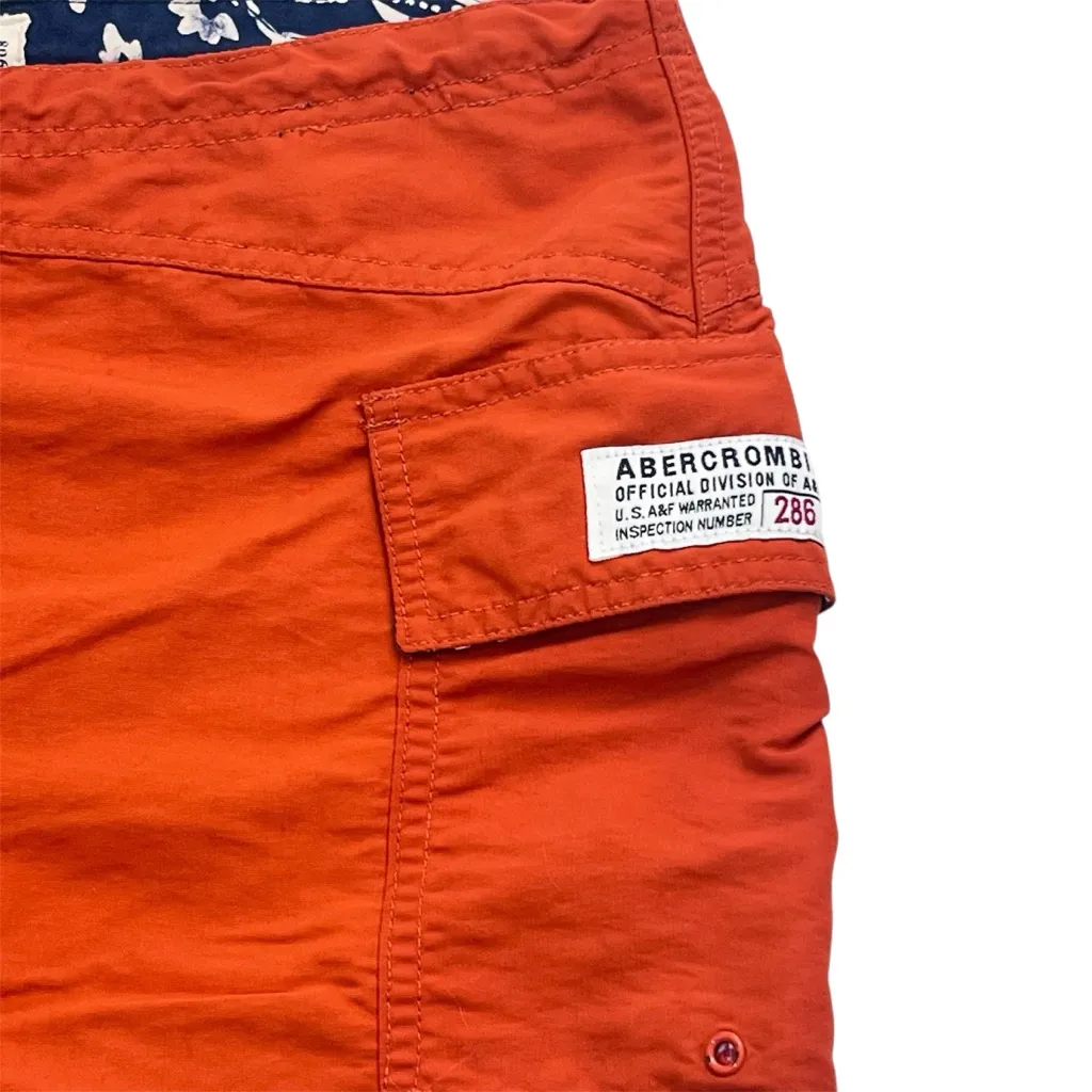 Abercrombie & Fitch 90’s Y2K Orange Velcro Fly Cargo Shorts Size 8 - Image 2