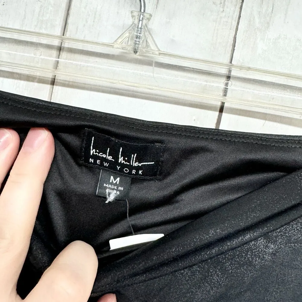 NICOLE MILLER NEW YORK Leggings Women Sz M Black Shimmery Ankle Cut Jogger High - Image 2