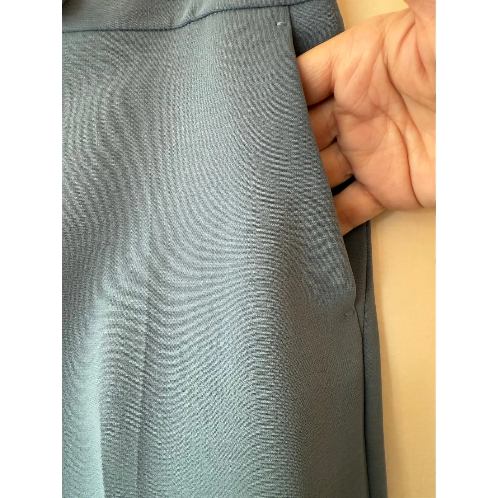 Max Mara Dress Pants Blue Gray Wool Trousers ankle straight leg Made in Italy Size 10 - Image 3