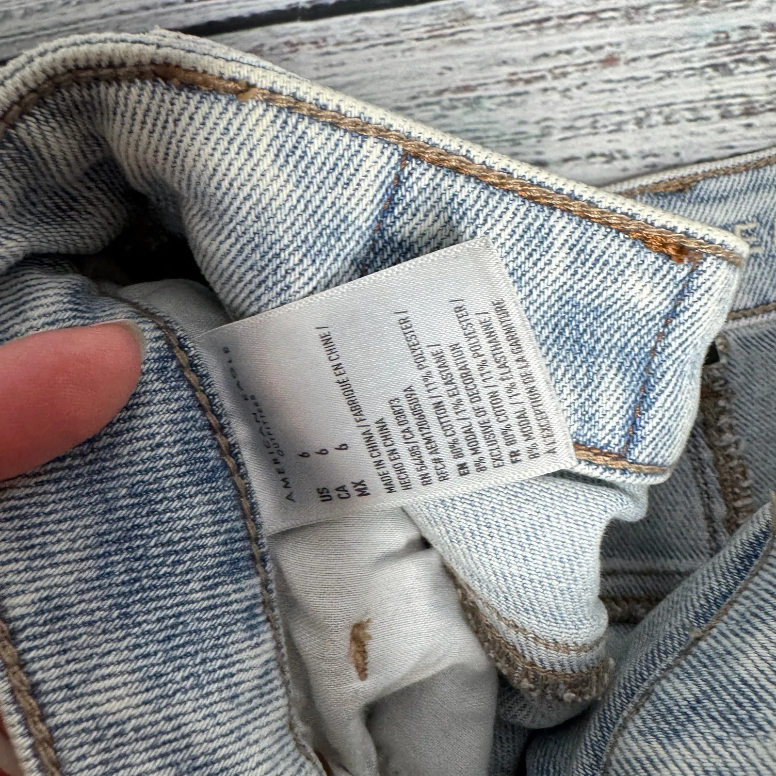 American Eagle AE Stretch Mom Shorts Distressed - Size 6 - Image 3