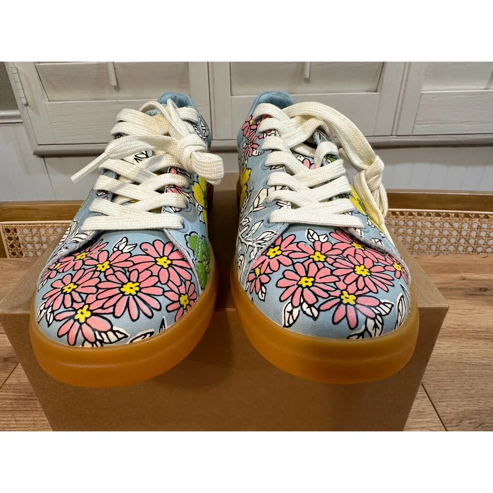 Tory Burch Howell Court Floral Printed Sneaker Smooth Leather Sz. 6.5 NWOB Retro - Image 5