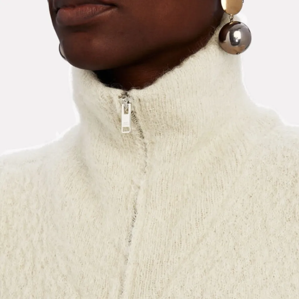 Isabel Marant Knit Amina Mohair-Blend Zip-Up Sweater in Cream/Gray XS(?) *FLAW* - Image 3