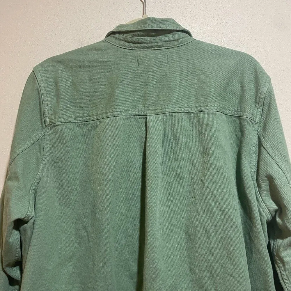 Madewell Size 2X Plus Garment-Dyed Twill Shirt Jacket Shacket Button Down Green - Image 8