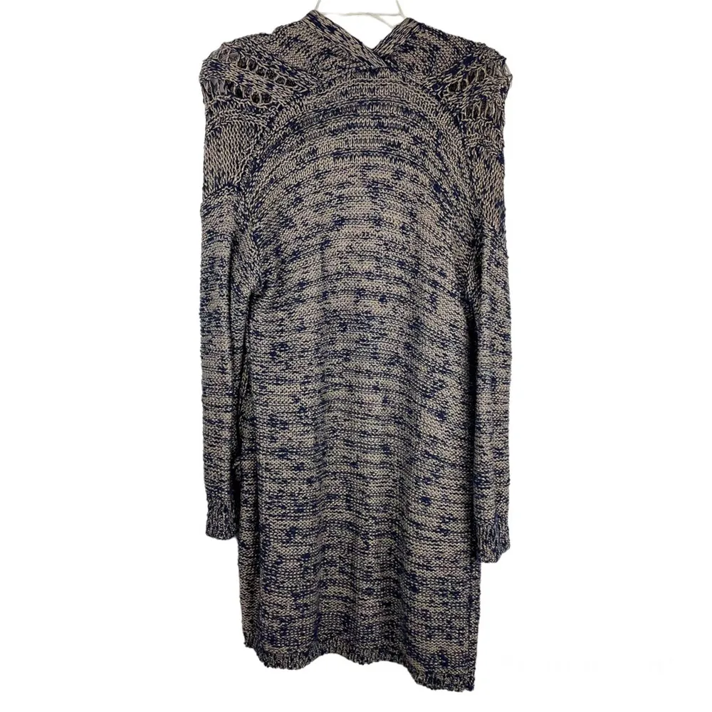 Anthropologie Akemi Kin Open Knit Cardigan Sweater Sz XS Navy Gold Metallic - Image 4